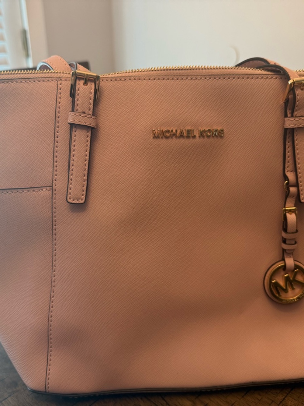 Michael Kors Blush Saffiano Leather Tote with Gold Accents